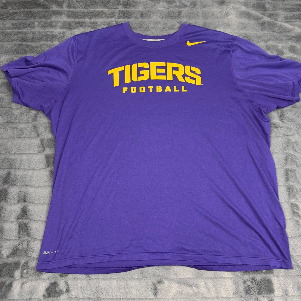 Nike LSU Tigers Football Dri-FIT Shirt Mens XXL Purple Short Sleeve Tee 15289